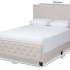Baxton Studio Marion Modern Transitional Beige Fabric Upholstered Button Tufted Queen Size Panel Bed