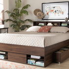 Baxton Studio Tristan Modern and Contemporary Walnut Brown Finished Wood 1-Drawer Queen Size Platform Storage Bed with Shelves