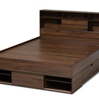 Baxton Studio Tristan Modern and Contemporary Walnut Brown Finished Wood 1-Drawer Queen Size Platform Storage Bed with Shelves