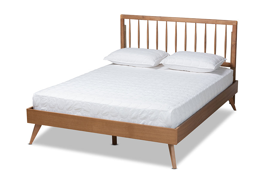 Baxton Studio Toru Mid-Century Modern Ash Walnut Finished Wood Full Size Platform Bed