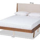 Baxton Studio Senna Mid-Century Modern Beige Fabric Upholstered and Walnut Brown Finished Wood King Size Platform Bed