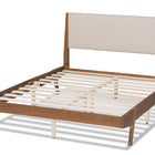 Baxton Studio Senna Mid-Century Modern Beige Fabric Upholstered and Walnut Brown Finished Wood King Size Platform Bed