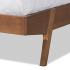 Baxton Studio Senna Mid-Century Modern Beige Fabric Upholstered and Walnut Brown Finished Wood King Size Platform Bed