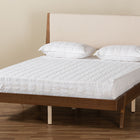 Baxton Studio Senna Mid-Century Modern Beige Fabric Upholstered and Walnut Brown Finished Wood King Size Platform Bed