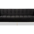 Baxton Studio Ambra Glam and Luxe Black Velvet Upholstered and Button Tufted Sofa with Gold-Tone Frame