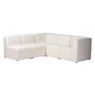 Baxton Studio Maya Modern White Boucle Fabric 5-Piece Modular Sectional Sofa