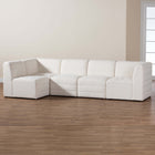 Baxton Studio Maya Modern White Boucle Fabric 5-Piece Modular Sectional Sofa