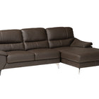 Baxton Studio Townsend Modern Brown Full Leather Sectional Sofa with Right Facing Chaise