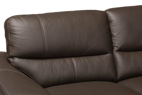 Baxton Studio Townsend Modern Brown Full Leather Sectional Sofa with Right Facing Chaise