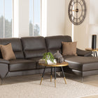 Baxton Studio Townsend Modern Brown Full Leather Sectional Sofa with Right Facing Chaise