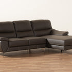 Baxton Studio Townsend Modern Brown Full Leather Sectional Sofa with Right Facing Chaise