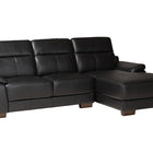 Baxton Studio Reverie Modern Black Full Leather Sectional Sofa with Right Facing Chaise