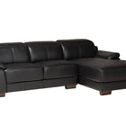 Baxton Studio Reverie Modern Black Full Leather Sectional Sofa with Right Facing Chaise