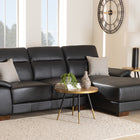 Baxton Studio Reverie Modern Black Full Leather Sectional Sofa with Right Facing Chaise