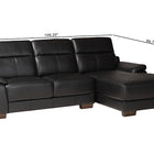 Baxton Studio Reverie Modern Black Full Leather Sectional Sofa with Right Facing Chaise