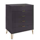 Manhattan Comfort2-Piece DUMBO Modern  5-Drawer Tall Dresser and DUMBO Modern Nightstand 2.0 in Black