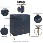 Manhattan Comfort2-Piece DUMBO Modern  5-Drawer Tall Dresser and DUMBO Modern Nightstand 2.0 in Midnight Blue