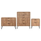 Manhattan Comfort3-Piece DUMBO Modern  5-Drawer Tall Dresser,  DUMBO Modern 3-Drawer Standard Dresser, and DUMBO Modern Nightstand 2.0 in Golden Brown