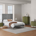 Manhattan Comfort3-Piece DUMBO Modern  5-Drawer Tall Dresser,  DUMBO Modern 3-Drawer Standard Dresser, and DUMBO Modern Nightstand 2.0 in Olive Green