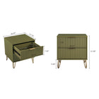 Manhattan Comfort3-Piece DUMBO Modern  5-Drawer Tall Dresser,  DUMBO Modern 3-Drawer Standard Dresser, and DUMBO Modern Nightstand 2.0 in Olive Green