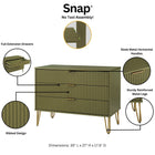 Manhattan Comfort3-Piece DUMBO Modern  5-Drawer Tall Dresser,  DUMBO Modern 3-Drawer Standard Dresser, and DUMBO Modern Nightstand 2.0 in Olive Green