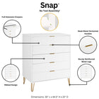 Manhattan Comfort3-Piece DUMBO Modern  5-Drawer Tall Dresser,  DUMBO Modern 3-Drawer Standard Dresser, and DUMBO Modern Nightstand 2.0 in White