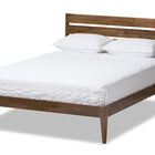 Baxton Studio Elmdon Mid-Century Modern Solid Walnut Wood Slatted Headboard Style Full Size Platform Bed