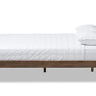 Baxton Studio Elmdon Mid-Century Modern Solid Walnut Wood Slatted Headboard Style Full Size Platform Bed