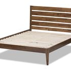 Baxton Studio Elmdon Mid-Century Modern Solid Walnut Wood Slatted Headboard Style Full Size Platform Bed