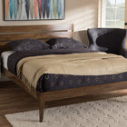 Baxton Studio Elmdon Mid-Century Modern Solid Walnut Wood Slatted Headboard Style Full Size Platform Bed