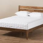 Baxton Studio Elmdon Mid-Century Modern Solid Walnut Wood Slatted Headboard Style Full Size Platform Bed