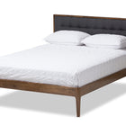 Baxton Studio Jupiter Mid-Century Modern Grey Fabric Upholstered Button-Tufted Full Size Platform Bed