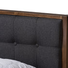 Baxton Studio Jupiter Mid-Century Modern Grey Fabric Upholstered Button-Tufted Full Size Platform Bed