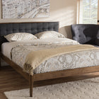 Baxton Studio Jupiter Mid-Century Modern Grey Fabric Upholstered Button-Tufted Full Size Platform Bed