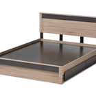 Baxton Studio Jamie Modern and Contemporary Two-Tone Oak and Grey Wood Queen 2-Drawer Queen Size Storage Platform Bed