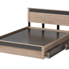 Baxton Studio Jamie Modern and Contemporary Two-Tone Oak and Grey Wood Queen 2-Drawer Queen Size Storage Platform Bed