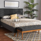 Baxton Studio Valencia Mid-Century Modern Dark Grey Fabric Upholstered King Size 2-Piece Bedroom Set