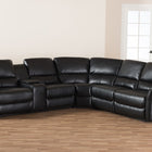 Baxton Studio Amaris Modern and Contemporary Black Bonded Leather 5-Piece Power Reclining Sectional Sofa with USB Ports