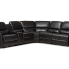 Baxton Studio Amaris Modern and Contemporary Black Bonded Leather 5-Piece Power Reclining Sectional Sofa with USB Ports