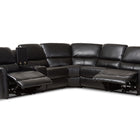 Baxton Studio Amaris Modern and Contemporary Black Bonded Leather 5-Piece Power Reclining Sectional Sofa with USB Ports