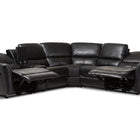 Baxton Studio Amaris Modern and Contemporary Black Bonded Leather 5-Piece Power Reclining Sectional Sofa with USB Ports