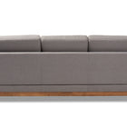 Baxton Studio Sava Mid-Century Modern Grey Fabric Upholstered Walnut Wood 3-Seater Sofa