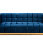 Baxton Studio Loreto Glam and Luxe Navy Blue Velvet Fabric Upholstered Brushed Gold Finished Sofa