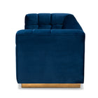 Baxton Studio Loreto Glam and Luxe Navy Blue Velvet Fabric Upholstered Brushed Gold Finished Sofa