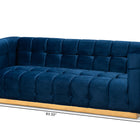 Baxton Studio Loreto Glam and Luxe Navy Blue Velvet Fabric Upholstered Brushed Gold Finished Sofa