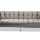 Baxton Studio Ambra Glam and Luxe Grey Velvet Fabric Upholstered and Button Tufted Sofa with Gold-Tone Frame