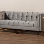 Baxton Studio Ambra Glam and Luxe Grey Velvet Fabric Upholstered and Button Tufted Sofa with Gold-Tone Frame