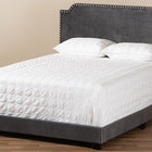 Baxton Studio Darcy Luxe and Glamour Dark Grey Velvet Upholstered Queen Size Bed