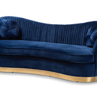 Baxton Studio Nevena Glam Royal Blue Velvet Fabric Upholstered Gold-Finished Sofa