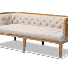 Baxton Studio Agnes French Provincial Beige Linen Fabric Upholstered and White-Washed Oak Wood Sofa